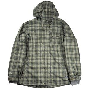 Nike Storm-FIT Snowboard Jacket Plaid Check Green Hooded Insulated Coat Men’s M